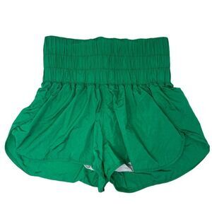 The Way Home Running Shorts, Green High-Waist Athletic Shorts w/Inner Brief, 4
